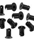 Rock Solid Heavy Duty Stainless Steel Dzus Quarter Turn Fasteners With 0.500 Inch Grip And Seven Sixteenths Inch Black Button Heads Built Tough For Custom Vehicles 10 Pack, close-up view.