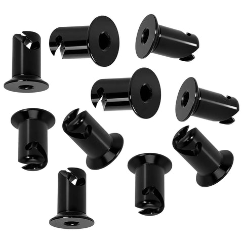 Rock Solid Heavy Duty Stainless Steel Dzus Quarter Turn Fasteners With 0.500 Inch Grip And Seven Sixteenths Inch Black Button Heads Built Tough For Custom Vehicles 10 Pack, close-up view.