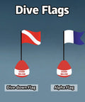 Safety Diver Down Flags 2 Pack Polyester 420D Flags With International Signal Alpha Flag 20x24 Inches on buoys