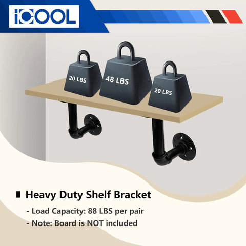 Ten Pack 7 Inch Industrial Pipe Shelf Brackets Heavy Duty Unibody For 8 To 14 Inch Boards supporting weights on board