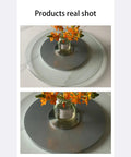 Heavy Duty Tempered Glass Lazy Susan Turntable For Dining Table With 360 Degree Rotation Hygienic Easy Clean Surface with flowers