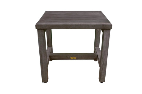 18 Inch Gray Waterproof Teak Wood Shower Bench No Slip Stool Inside Shower Seat For Safety And Storage Easy Access Solid