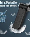 Cordless Air Duster 120000 RPM Turbocharged Blower with 4 Speed Settings, lightweight design at 0.59 lbs with feathers.