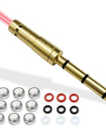 End Barrel Laser Bore Sight For.22LR And.223 Rem, brass laser sight with red laser, includes batteries and rings