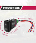 LED Fog Light Symbol Push Button Switch With White Backlit On Off Kit Connector Wire Included Rugged ABS Rocker size diagram