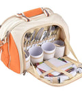 Interior of No Fuss Insulated Picnic Backpack Set For Four With Stainless Cutlery, 4 Mugs, 4 Melamine Plates, Colorful Napkins