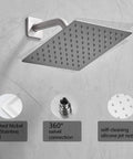 Shower System Brushed Nickel Rainfall Set For Wall Mounted Installation With 8 Inch Rain Shower Head And Handle, self-cleaning nozzles