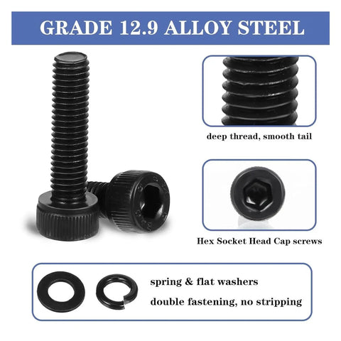 Heavy Duty 12.9 Grade Alloy Steel Hex Socket Screws Set, 2000 Piece Kit With Nuts And Washers, Metric M2 M3 M4 M5 Sizes, Rust Resistant Zinc Plated Fasteners In A Handy Classified Storage Case black hex socket head cap screws and washers