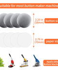 Premium Top Tier 200 Piece 2 Inch 58 Mm Button Maker Supplies And Pin Back Crafting Kits with metal caps and plastic backs.