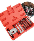 Heavy Duty 9 Piece Bearing Separator And Puller Set Comes With Red Case For Car Truck Motorcycle Mechanics On The Job Handles Various Sizes Easily For Home DIYers Who Need Gear To Fix Engines Smoothly Without Worry Works Flawlessly Every Time You Try. steel bearing puller set in red case, 9-piece for engine and axle repair