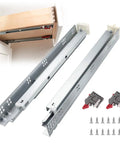 Heavy Duty 12 Pair 18 Inch Undermount Drawer Slides Boasting Smooth Soft Close Full Extension Cabinet Runners with brackets and screws.