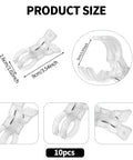 Transparent Balloon Arch Clips 10 Pack Durable Plastic Spring Clamps with dimensions for easy use and decor