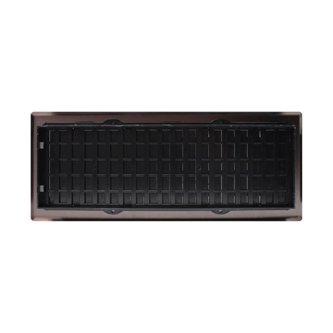Oriental Style Floor Register 4x12 Inches Rubbed Bronze Finish 8 Pack, decorative steel vent grille with damper, front view.