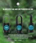 Keep It Chill And Clear The Air With This Top Shelf Bladeless Tower Fan Air Purifier Combo Sporting True HEPA Filtration in black.