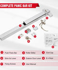 Exit Door Panic Bar Push Bar Exit Device With Exterior Lever Stainless Steel Commercial Door Hardware Kit Contents