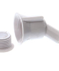 Drain Flange With Adapter White Genuine OEM Replacement Part For Commercial Refrigeration Equipment, Perfect Fit For Ice Machines And Freezers, Heavy Duty, No Brainer Install, Essential Service Access. White plastic drain flange and adapter set