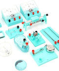 Hands On Electricity And Magnetism Experiments Kit With Complete Circuit Box Teaching Instrument For High School Students Learn DC Motors Conductors And Insulators Varistor Concepts And Electromagnetic Models, turquoise plastic lab set with meters