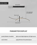 Parameter display of Totally Chic Geometric Modern LED Chandelier Three Light Pendant With Remote Dimmer And Height Adjustable Suspension Aluminum Matte Black Ceiling Light For Dining Room Kitchen Island Office