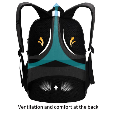 Anti Theft Laptop Backpack With Combination Lock For Travel And Everyday Carry Fits 17 Inch Laptops Ideal For Students And Pros Women And Men Roomy Main Compartment With Easy Access Pockets Grey showcasing back ventilation system.