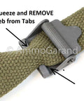 Green Web Sling For M1 Garand USGI Pattern Two Point OD Cotton Made In USA With Parkerized Steel Hardware adjustment detail