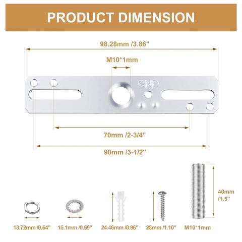 4 Inch Ceiling Light Mounting Bracket Kit Four Pack Universal Lamp Crossbar Hardware Set with dimensions and parts shown
