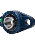 Two Pack Pillow Block Bearing Five Eighths Inch Bore With Self Aligning UCFL202 10 Flange Mount Solid Base Two Bolt Lock Pre Lubricated Ready To Roll For Smooth Operation And Shaft Misalignment Tolerance, blue cast iron housing