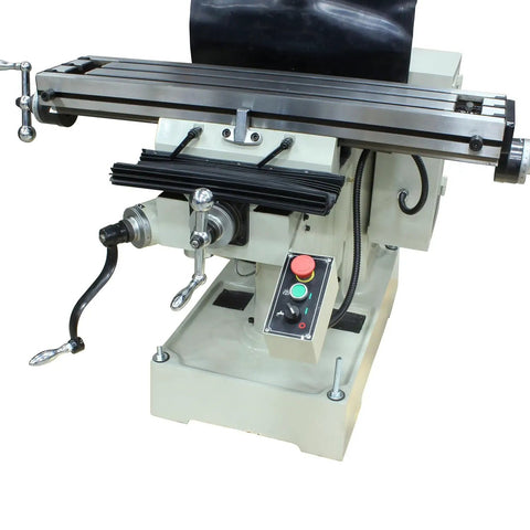 Shop Ready Heavy Duty Vertical Mill With Step Pulley And 120V Single Phase Motor features tilting headstock and control panel.