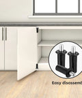 Close up of Heavy Duty Cabinet Door Repair Pins Ten Pack Spring Loaded Damper Replacement Hardware on a cupboard, showing easy disassembly feature.