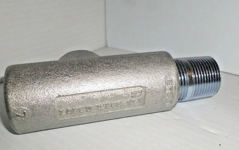 1 Inch Conduit Sealing Fitting For Electrical Wiring, silver metal connector for waterproof electrical connections.