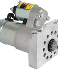 Gritty Lightweight Mini Starter Built For Small Block And Big Block Chevy Motors With Zero Fuss Straight Bolt On Mount with metal housing.