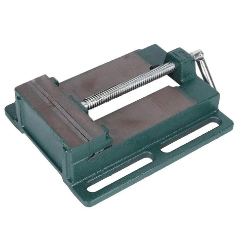 Fabater 5 Inch Cast Iron Machine Vise Heavy Duty Jaw Milling Clamp For Drill Press Stable ground bottom with raised jaws.