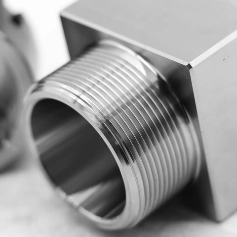 ER-32 Collet Block Set For CNC Machining, Square And Hex Workholding Blocks, close-up of precision threaded end