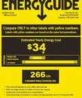 Energy guide label for Thirty Two Inch Undercounter All Freezer With Heavy Duty Stainless Steel Shell, showing annual cost and use.