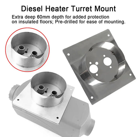 Heavy Duty Diesel Heater Turret Mounting Plate For Air Top 2000 Series And Airtronic D2 D4 Floor Base Bracket, stainless steel