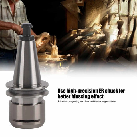 Heavy Duty Collet Chuck Holder For CNC Milling Lathe Tools With Fine Engraving Precision Carburized Steel ER16 ER20 ISO25 displayed on workbench.