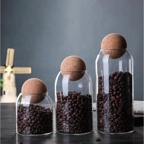 Lock In Freshness Straight Up With This Round Glass Tea Canister Boasting A Tight Cork Seal And Heat Resistant Build Ideal For Storing Coffee Beans Sugar Salt Or Loose Leaves While Looking Sharp On Counters.