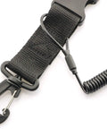 Anti Lost Scuba Diving Camera Lanyard with Spring Coil Rope, Black, Close-Up of Quick Release Buckle and Hook