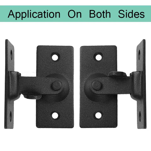 90 Degree Latch Door Bolt For Sliding Doors And Cabinet Doors Premium Stainless Steel Lock Buckle shown in side view application on both sides.