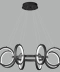 Dope Modern LED Chandelier With Six Black Ring Pendant Lights Dimmable Round Fixture Adjustable Hanging Light