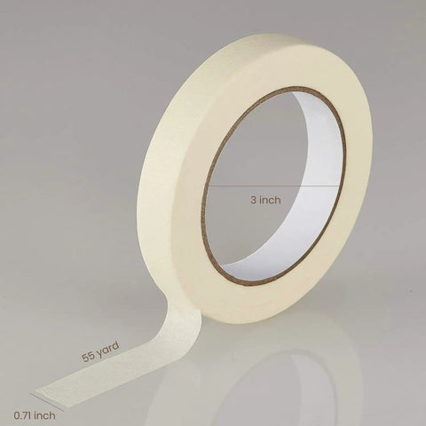 Single roll from Masking Tape Pack 10 Rolls, 0.75 Inch By 55 Yards, Beige And White General Purpose Tape for DIY painting.