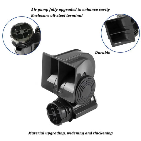 Top Shelf Heavy Duty Dual Tone Electric Air Horn With Badass 150db Thunder Blast 12v Direct Connect Wiring Harness Compact Universal Snail Valve Kit featured image showing durable all-steel air pump