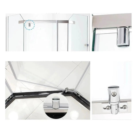 Heavy Duty Frameless Shower Door Hinges 2 Pack Pivot Glass Door Hardware with adjustable steel construction detail view