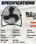 20-Inch Floor Fan And Wall Mount Air Mover With Specifications For Home, Garage, And Job Site Use