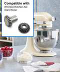 Beveled Gears Set For KitchenAid Stand Mixers Beefed Up Replacement Kit displayed next to stand mixer with kitchen ingredients