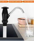 Swap Dead Electric Pumps For This Rugged Hand Operated Drum Pump Designed For Caravan And Rv Sinks Delivering Smooth Dual Action Water Flow To Keep You Quenched While Camping Rough Outside Off Grid. A manual pump dispensing water into a glass.