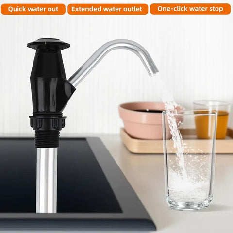 Swap Dead Electric Pumps For This Rugged Hand Operated Drum Pump Designed For Caravan And Rv Sinks Delivering Smooth Dual Action Water Flow To Keep You Quenched While Camping Rough Outside Off Grid. A manual pump dispensing water into a glass.