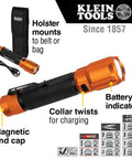 Rechargeable 3 In 1 LED Flashlight With Spotlight Floodlight And Red LEDs 1000 Lumens USB Cable Included, holster and charging collar.