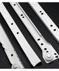 Close-up of white metal Full Extension Telescopic Drawer Slides With Hydraulic Dampers, Heavy Duty Ball Bearings, Easy Disassembly, 10 Inch