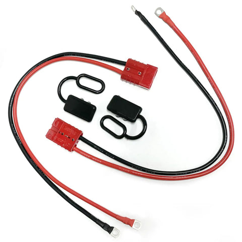 2 Pc 50A Battery Quick Connector Cables 1.64ft 8Awg Heavy Duty Electric Forklift Charging Plugs With O Ring