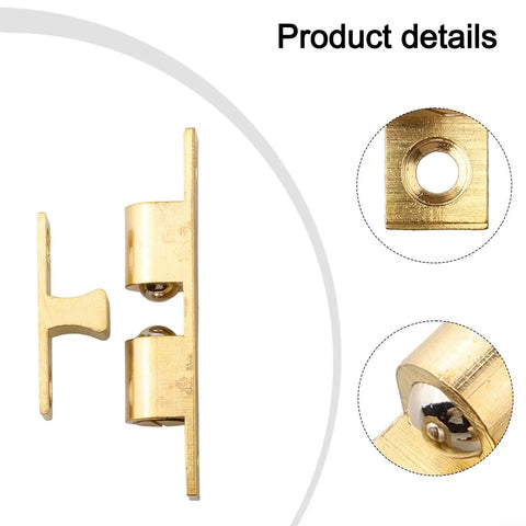 Rock Solid Double Adjustable Brass Ball Catch For Cabinet Doors And Cupboards, gold roller latch and tension spring details